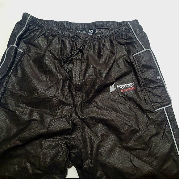 Frogg Toggs Outerwear Black Rain Pants Elastic Drawstring Men's Large NWOT - Picture 2 of 12